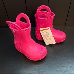 CROCS Kids' Pink Handle It Rain Boots size C6